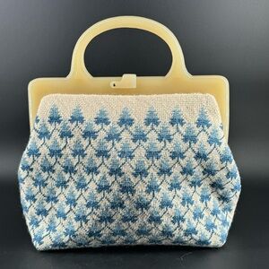 Vintage Maud Hundley Anchorage KY Needlepoint Purse Handbag 1950s-1960s